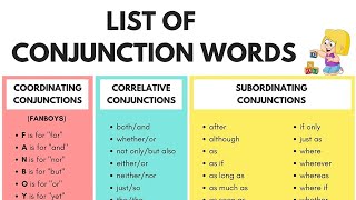 Conjunction Words A Complete List of Conjunctions in English [upl. by Argile119]