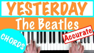 How to play YESTERDAY  The Beatles Piano Chords Tutorial [upl. by Nyrhtac89]