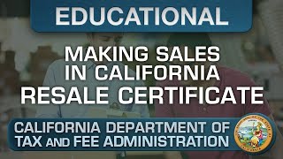 Understanding the Resale Certificate  Making Sales In California [upl. by Oler]