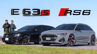 2021 Audi RS6 vs MercedesAMG E63S  DRAG RACE ROLL RACE amp Track Review [upl. by Assenna]