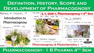 Definition History Scope and Development of Pharmacognosy  L1 Unit1  pharmacognosy 4th semester [upl. by Radcliffe]