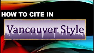 How to add referencescite in Vancouver style [upl. by Colton]