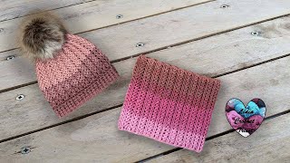 Ensemble Bonnet Snood Crochet Rosa quotLidia Crochet Tricotquot [upl. by Myrtice]