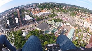 Europes tallest drop tower AtmosFear on ride at Liseberg Gothenburg in Sweden [upl. by Stanislaus517]