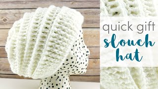 How to Crochet the Quick Gift Slouch Hat [upl. by Ynetsed348]