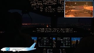 TUIfly Boeing 787 Dreamliner COCKPIT VIEW from Palma to Amsterdam NIGHT APPROACH at Schiphol [upl. by Reinold]