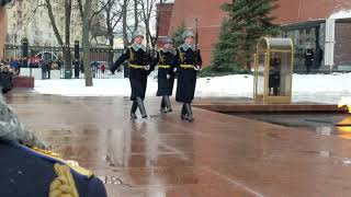 The Changing of the Guard Tomb of the Unknown Soldier The Kremlin Moscow January 2018 [upl. by Sukey]