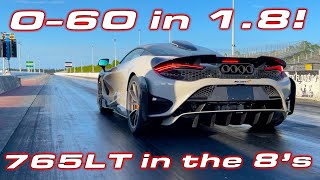 FIRST 765LT in the 8s  McLaren 765LT 14 Mile Drag Race Testing [upl. by Llenrag]