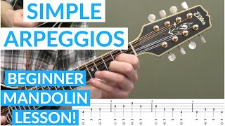 Simple Arpeggios  Beginner Bluegrass Mandolin Lesson With Tab [upl. by Akemed232]