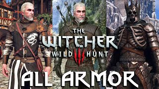 THE WITCHER 3  All Armor Showcase main game  DLC  mods 4K [upl. by Aleahpar663]