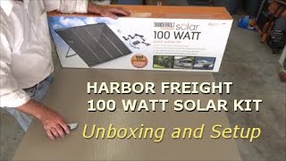 harbor freight 100 watt solar kit  UNBOXING and SETUP [upl. by Pammi]