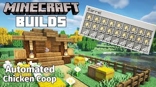 Minecraft How to Build an Automated Chicken Coop  EASY Automatic Egg Farm and Feather Farm [upl. by Pantia]