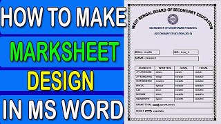 How to make marksheet Design in ms word in hindi  Ms word Tutorials [upl. by Edwards]