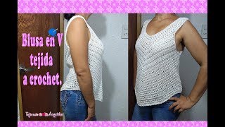 BLUSA EN V TEJIDA A CROCHET crochet tejido tutorial [upl. by Giselbert]