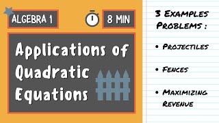 APPLICATIONS FOR QUADRATIC EQUATIONS  Most Common Word Problems  Algebra 1 [upl. by Myles419]