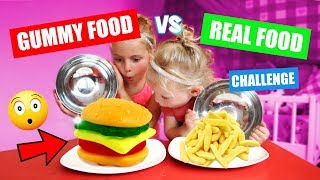 GUMMY FOOD vs REAL FOOD CHALLENGE ♥DeZoeteZusjes♥ echt alle soorten snoep [upl. by Senoj91]