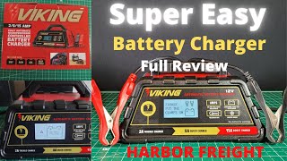 Viking Battery Charger  Full Review  Harbor Freight  Super Easy to Use [upl. by Airenahs]