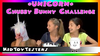 Chubby Bunny Challenge with a Unicorn  KidToyTesters [upl. by Aerua906]