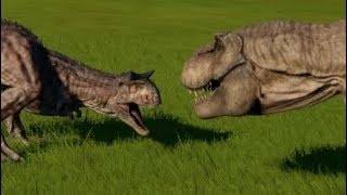 Jurassic World Evolution  Carnotaurus vs Tyrannosaurus Rex 1080p 60FPS [upl. by Haorbed]