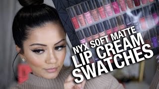 FULL NYX Soft Matte Lip Cream Swatches ALL COLORS [upl. by Krasner]