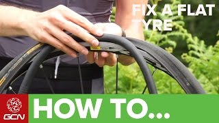 How To Fix A Flat Tyre  Fix A Road Bike Puncture [upl. by Llennor]