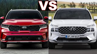 2022 hyundai santa fe vs kia sorento 2022 high efficient amp affordable family SUVs review [upl. by Asaret]