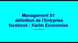 Management S1  Définition de lEntreprise [upl. by Niveek]