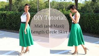 How to Make A Long Circle Skirt Tutorial Midi or Maxi Length [upl. by Maryly852]