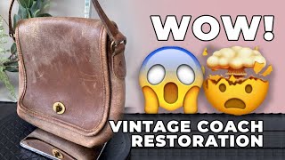 BEFORE amp AFTER HANDBAG REHAB Vintage COACH Legacy Companion 9076 Restoration [upl. by Rebhun]