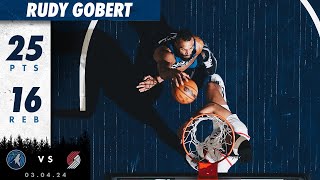 Rudy Gobert With 25 Point DoubleDouble vs Portland  030424 [upl. by Schwitzer311]