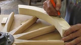 Making a wooden hand cart wheel wheelwright [upl. by Jakoba]