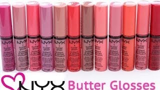 NYX quotButter Gloss Collection Review amp Lip Swatchesquot [upl. by Nari504]