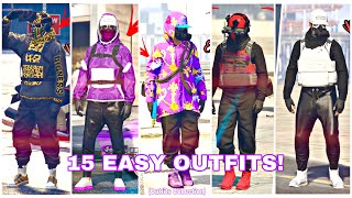 15 EASY GTA 5 ONLINE Outfits Outfits Collection Tryhard Outfits Using clothing Glitches [upl. by Av651]