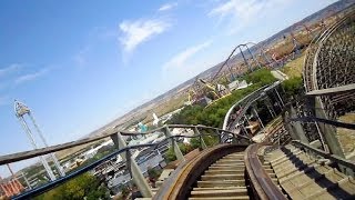 Coaster Express front seat onride HD POV Parque Warner Madrid [upl. by Labannah527]