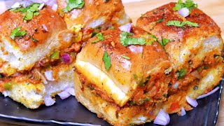 Masala Pav  Mumbai famous Street  Fast Food Recipe Bhaji stuffed Pav Recipe [upl. by Llekcm]