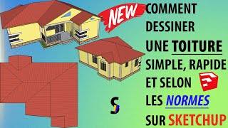 Sketchup  COMMENT DESSINER UNE TOITURE SANS CHARPENTE [upl. by Ecnerual982]