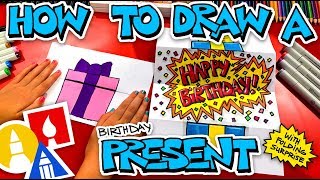 How To Draw A Birthday Present Folding Surprise [upl. by Duval]