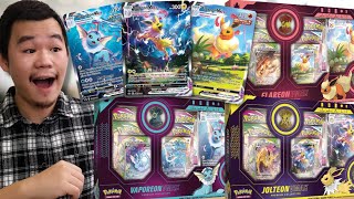 Pokémon Vaporeon Jolteon Flareon VMAX Premium Collection Box Review [upl. by Nussbaum183]