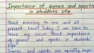 Importance of games and sports in students life speech [upl. by Happ872]