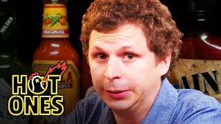 Michael Cera Experiences Mouth Pains While Eating Spicy Wings  Hot Ones [upl. by Downey]