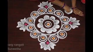 New Year 2021 kolam designs  Easy n Simple rangoli by Suneetha  Sankranthi amp Pongal muggulu [upl. by Sivla]