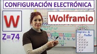 CONFIGURACIÓN ELECTRÓNICA WOLFRAMIO Z74⚛DIAGRAMA DE ORBITALES ⚛DIBUJO DEL ÁTOMO DE WOLFRAMIO [upl. by Suriaj]