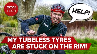 How To Remove Tubeless Bike Tyres From Your Wheel Rim  GCN Tech [upl. by Gney409]