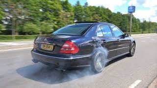 MercedesBenz E55 AMG V8 Kompressor BURNOUTS amp ACCELERATIONS [upl. by Cychosz]