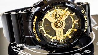 Casio GSHOCK GA110GB1A REVIEW  How To Set Time  LIGHT DISPLAY [upl. by Eisned345]