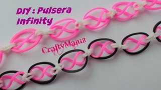 DIY  Pulsera Infinity de gomitas sin telar pulsera de gomitas o ligas  Rainbow Loom Bracelet [upl. by Conti]