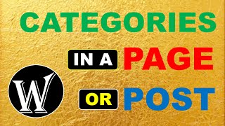 How to display the categories in a post or page in wordpress  List Categories [upl. by Anyahc]