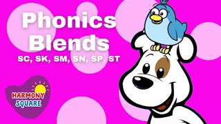 Phonics Blends for Kids SC SK SM SN SP ST  Beginning Reading on Harmony Square [upl. by Milla]