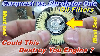 Purolator One oil filter cut open PL14612 vs Carquest Blue oil filter cut open 85358 comparison [upl. by Marlin]