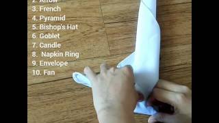 10 DIFFERENT TABLE NAPKIN FOLDS [upl. by Emmerie723]